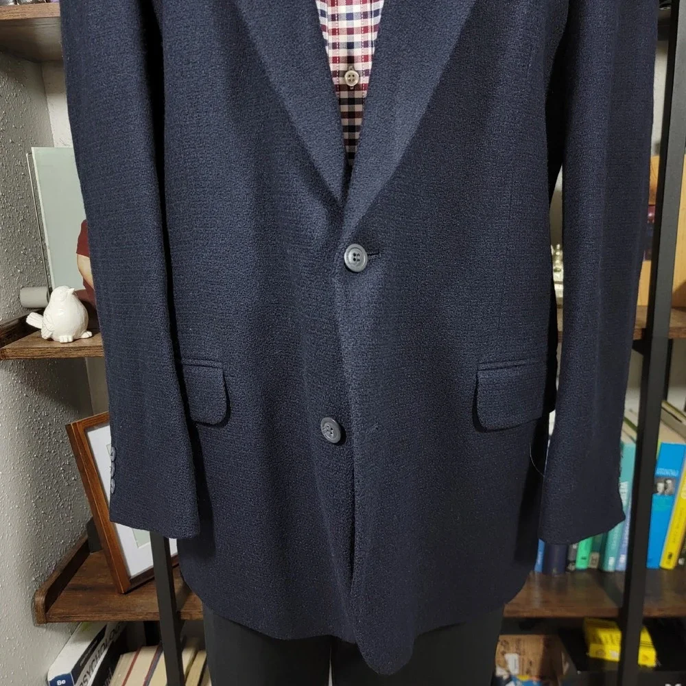 Eddie Bauer Men's Sport‎ Coat Blazer Two Button Navy Blue Wool Nylon Size 46T